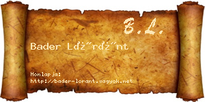 Bader Lóránt névjegykártya